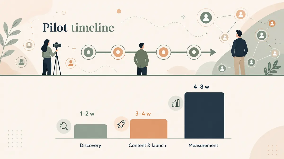 pilots timeline with connected nodes